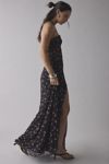 AFRM Britta Ruched Mesh Y-Neck Halter Maxi Dress
