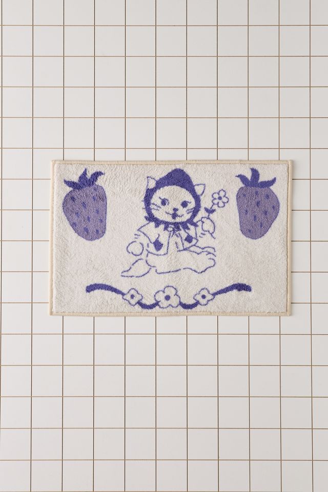 Strawberry Cat Plush Printed Bath Mat #1
