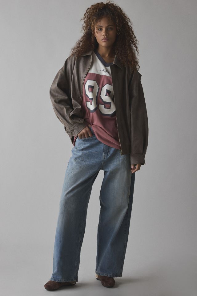 99 Varsity Graphic Oversized V-Neck Jersey Tee #1