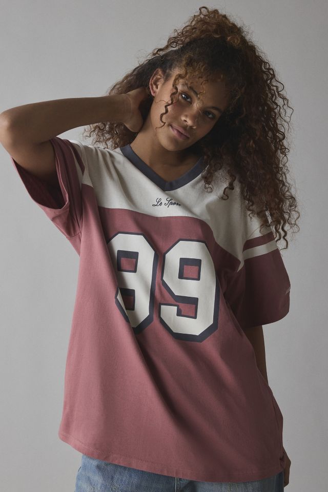 99 Varsity Graphic Oversized V-Neck Jersey Tee #2