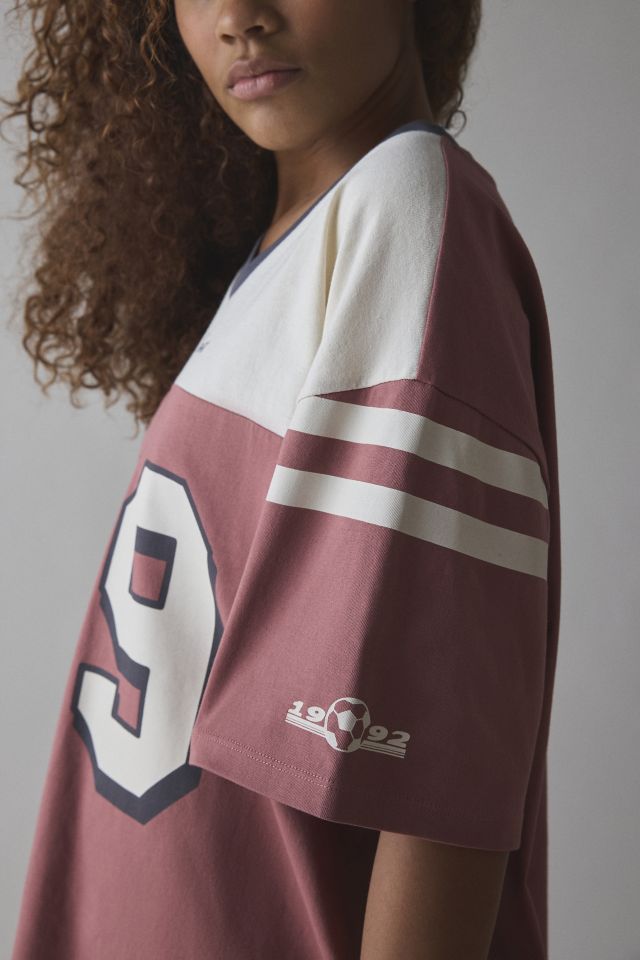 99 Varsity Graphic Oversized V-Neck Jersey Tee #4