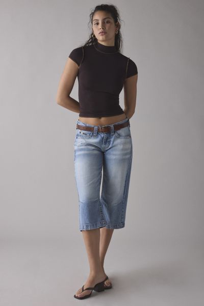 【Raucohouse】Log cropped capri denim pants Log cropped capri denim pants - Raucohouse | 60% - Asian