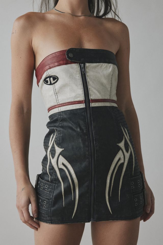 Jaded London Xiva Motocross Faux Leather Strapless Mini Dress #1