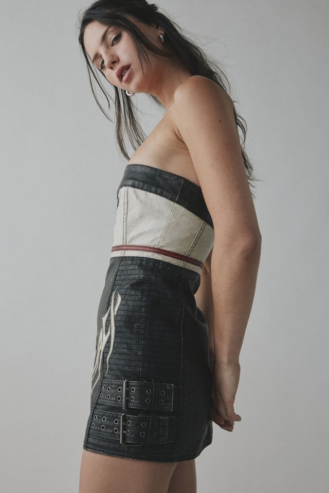 Jaded London Xiva Motocross Faux Leather Strapless Mini