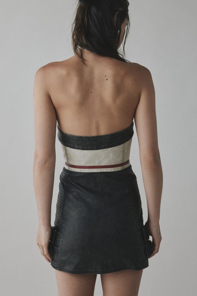 Jaded London Xiva Motocross Faux Leather Strapless Mini Dress #4