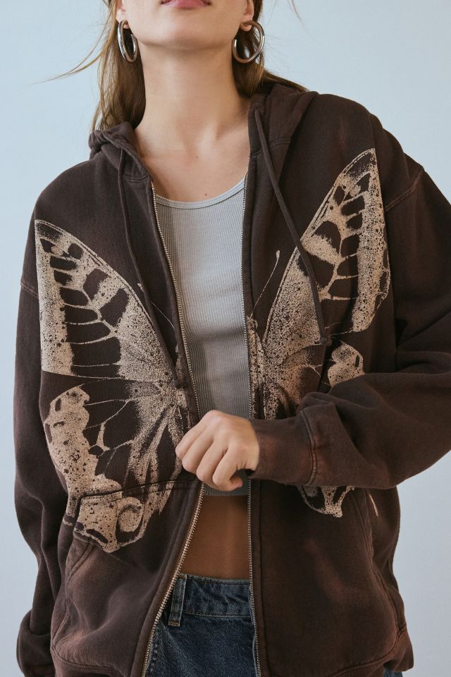 Project Social T Butterfly Graphic Zip-Up Hoodie Sweatshirt #2