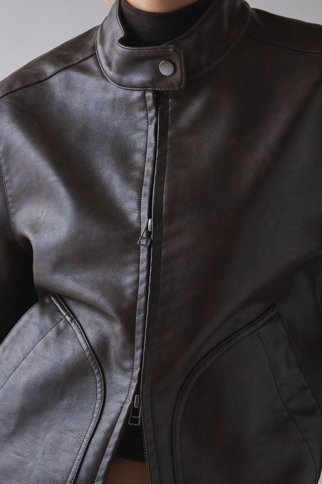 UO Portia Faux Leather Oversized Moto Jacket