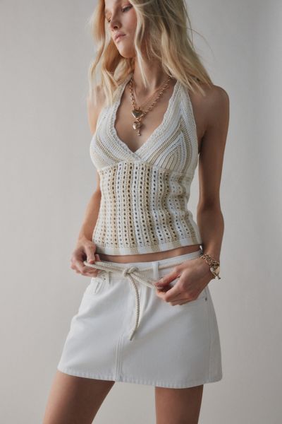 BDG ONNA DENIM MICRO SKIRT IN WHITE, WOMEN'S AT URBAN OUTFITTERS 