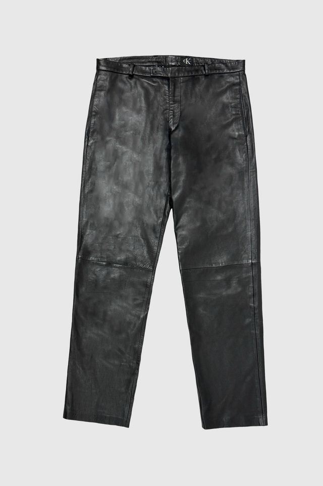 Vintage 1990's Calvin Klein Straight Leg Leather Pants | Urban