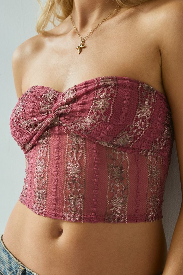 ReMADE By UO Remnants Twist-Front Lace Tube Top