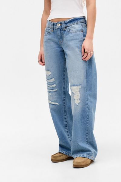 BDG KAYLA LOWRIDER RIP JEAN IN LIGHT BLUE, WOMEN'S AT URBAN OUTFITTERS 