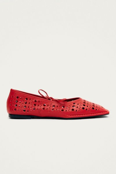 Alohas Sway Slit Leather Ballet Flats In Red