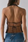 UO Carmellia Embellished Split-Front Flyaway Halter Top