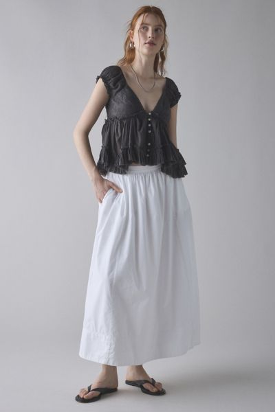 Kimchi Blue Izzy Lace Trim Button-Front Babydoll Blouse
