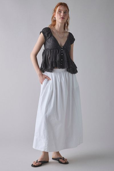Kimchi Blue Izzy Lace Trim Button-Front Babydoll Blouse