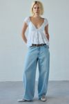 Kimchi Blue Izzy Lace Trim Button-Front Babydoll Blouse