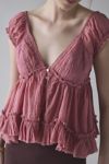 Kimchi Blue Izzy Lace Trim Button-Front Babydoll Blouse