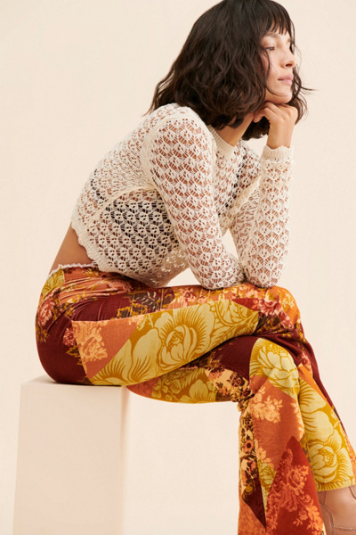 Velvet Ruched V-Front Flare Pants