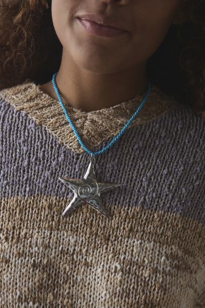 Urban Outfitters Mare Star Pendant Corded Necklace In Silver/blue, Women's At  In Silver/blue