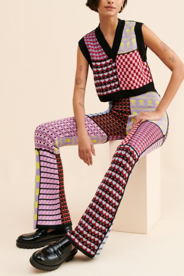 The Ragged Priest Mixed Panel Flare Pants #3