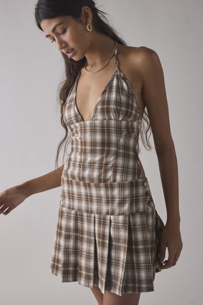 House Of Sunny The Hoxton Check Open-Back Mini Dress