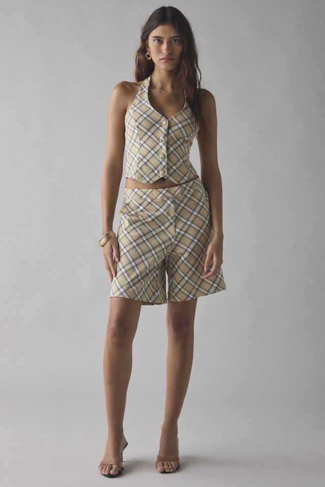 House Of Sunny Sloane Check Waistcoat Vest Top #1