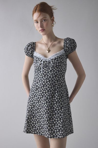 House Of Sunny Ditsy Daisy Milkmaid Mini Dress