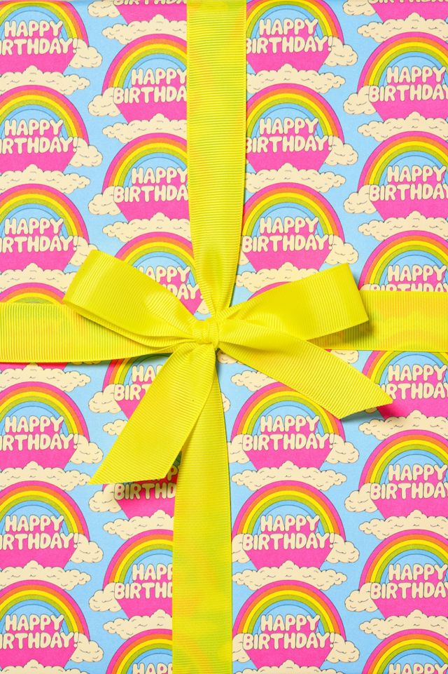 Red Cap Birthday Rainbows Wrapping Paper #1