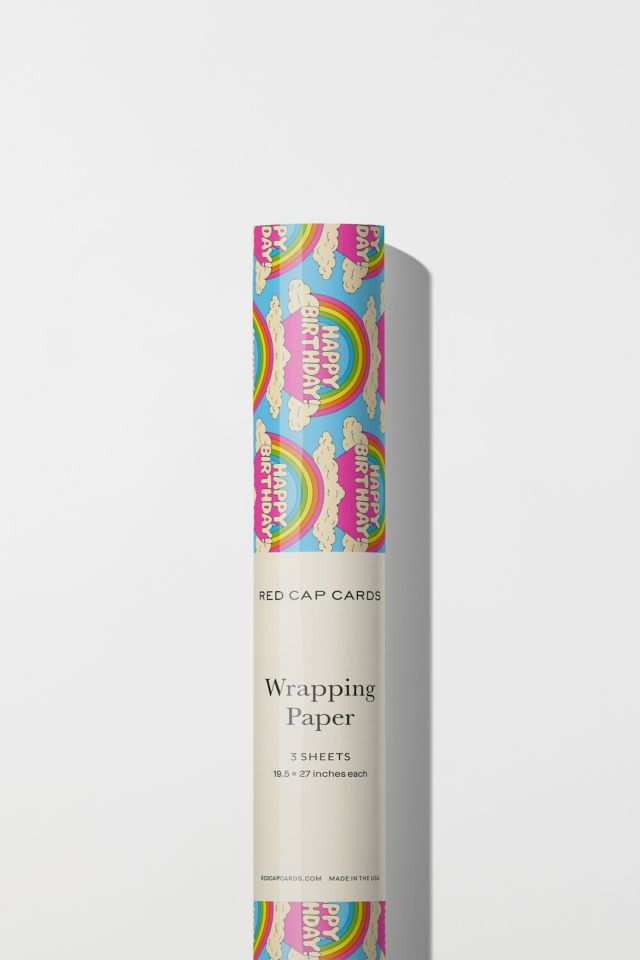 Red Cap Birthday Rainbows Wrapping Paper #2