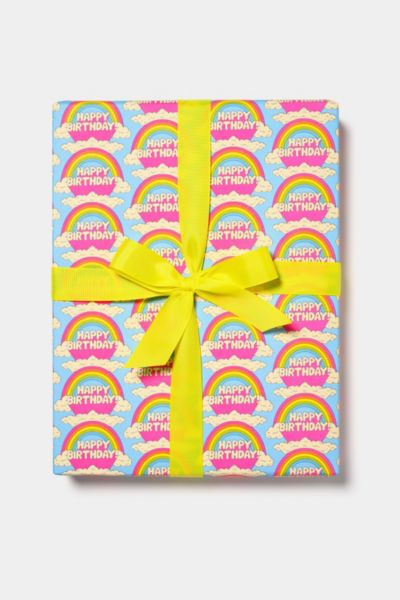 Red Cap Birthday Rainbows Wrapping Paper