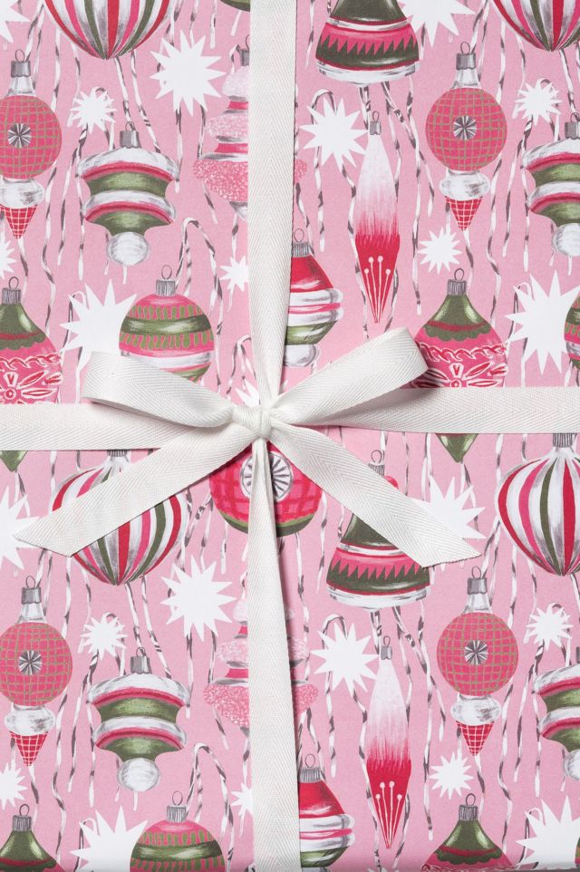 Red Cap Retro Ornaments Holiday Wrapping Paper #1