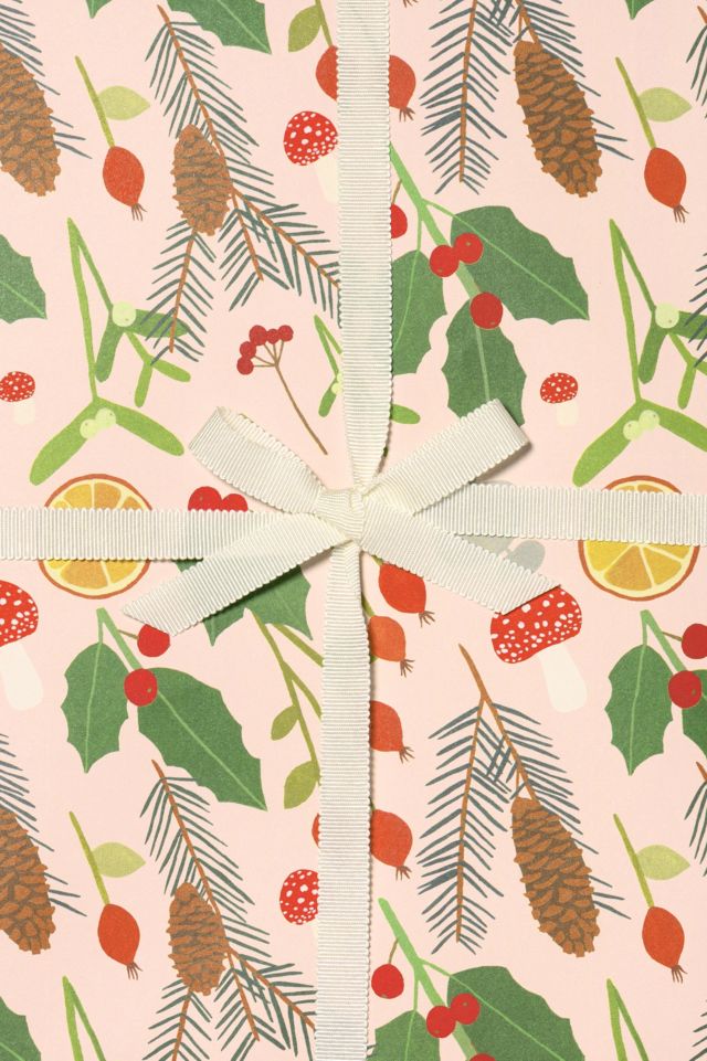 Red Cap Holiday Greens Wrapping Paper #1