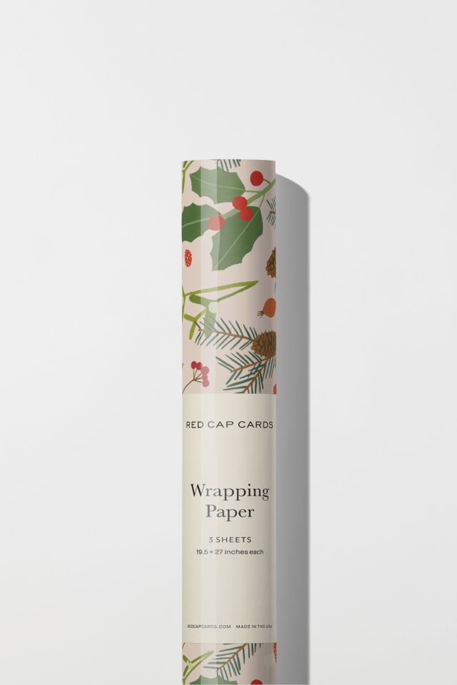 Red Cap Holiday Greens Wrapping Paper #2