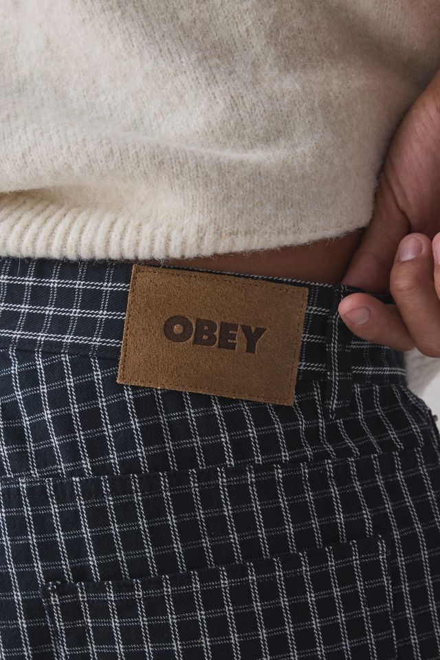 OBEY Plaid Pattern Baggy Denim Short #3