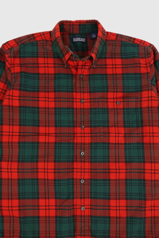 Vintage Frayed Red Plaid Button-Down Shirt #1