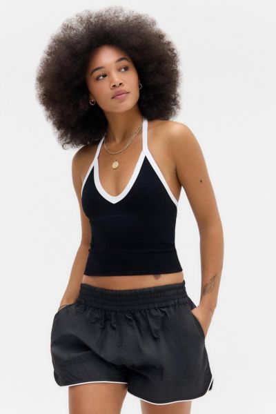 Shop Out From Under Andi Tipped Halter Top In Black, Women's At Urban Outfitters