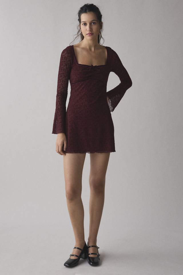Motel Luth Velvet Floral Long Sleeve Mini Dress #1