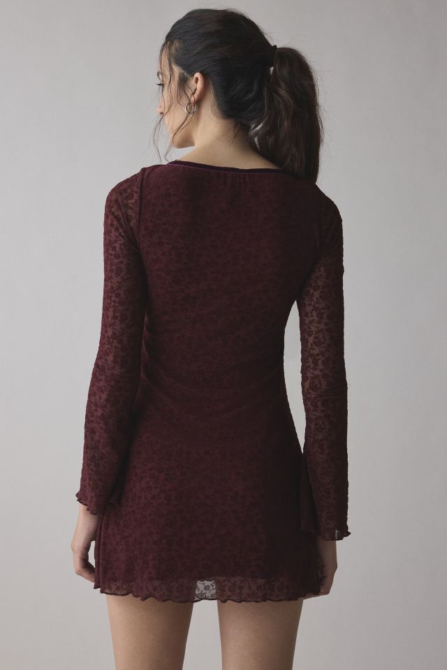 Motel Luth Velvet Floral Long Sleeve Mini Dress #3