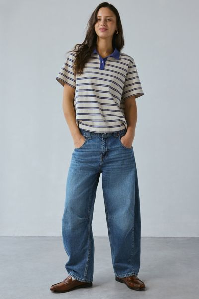 BDG RIH MID-RISE BARREL JEAN IN ROX INDIGO, WOMEN'S AT URBAN OUTFITTERS 
