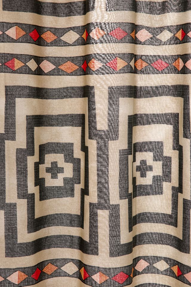 Hypnotic Multicolor Geometric Fabric Shower Curtain with Liner