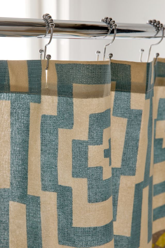 Hypnotic Blue Cotton Fabric Shower Curtain with Liner