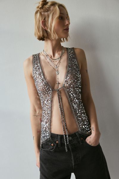 Kimchi Blue Kiki Sequin Tie-Front Vest Top Product Page