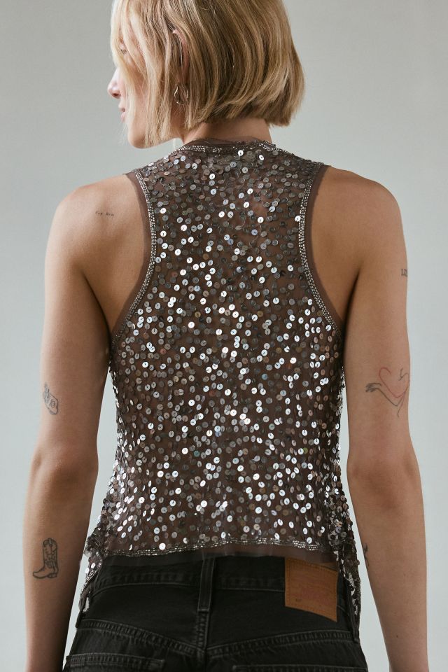 Kimchi Blue Kiki Sequin Tie-Front Vest Top #2