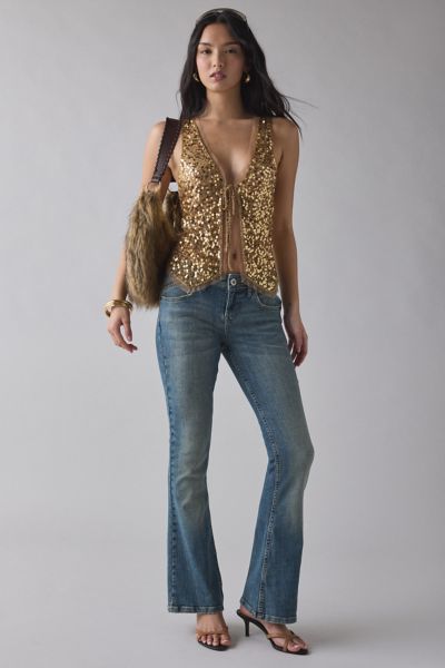 Kimchi Blue Kiki Sequin Tie-Front Vest Top