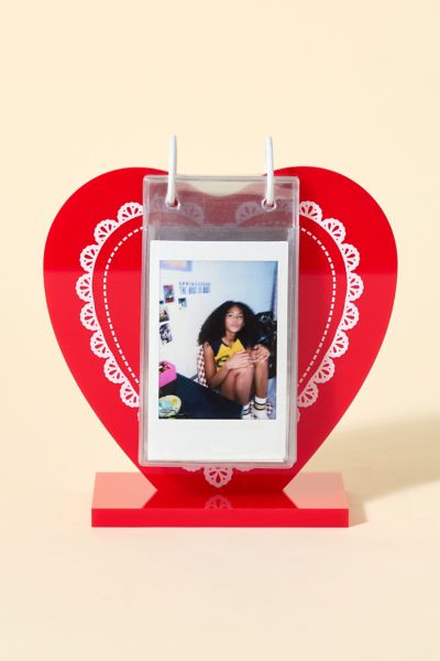 Urban Outfitters Heart Shape Instax Mini Blinder Flip Picture Frame In Red At