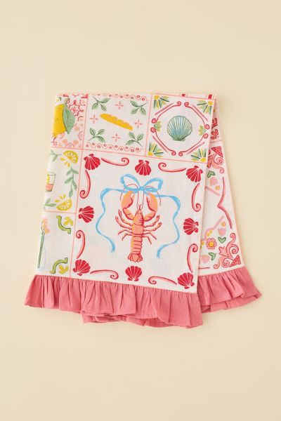 Urban Outfitters Graphic Ruffle Tea Towel In Pink Combo At  In Pink Combo