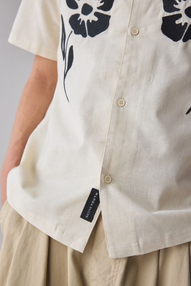 Native Youth Cal Revere Collar Flower Applique Shirt #3