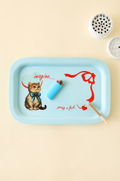 Urban Outfitters Bad Kitty Metal Rolling Tray In Blue At  In Blue