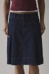 BDG Bookworm Pleated Denim Midi Skirt