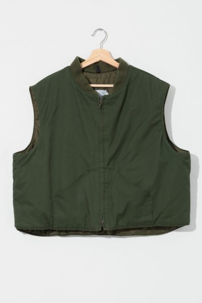 Vintage 1990s Green Cotton Puffer Work Vest